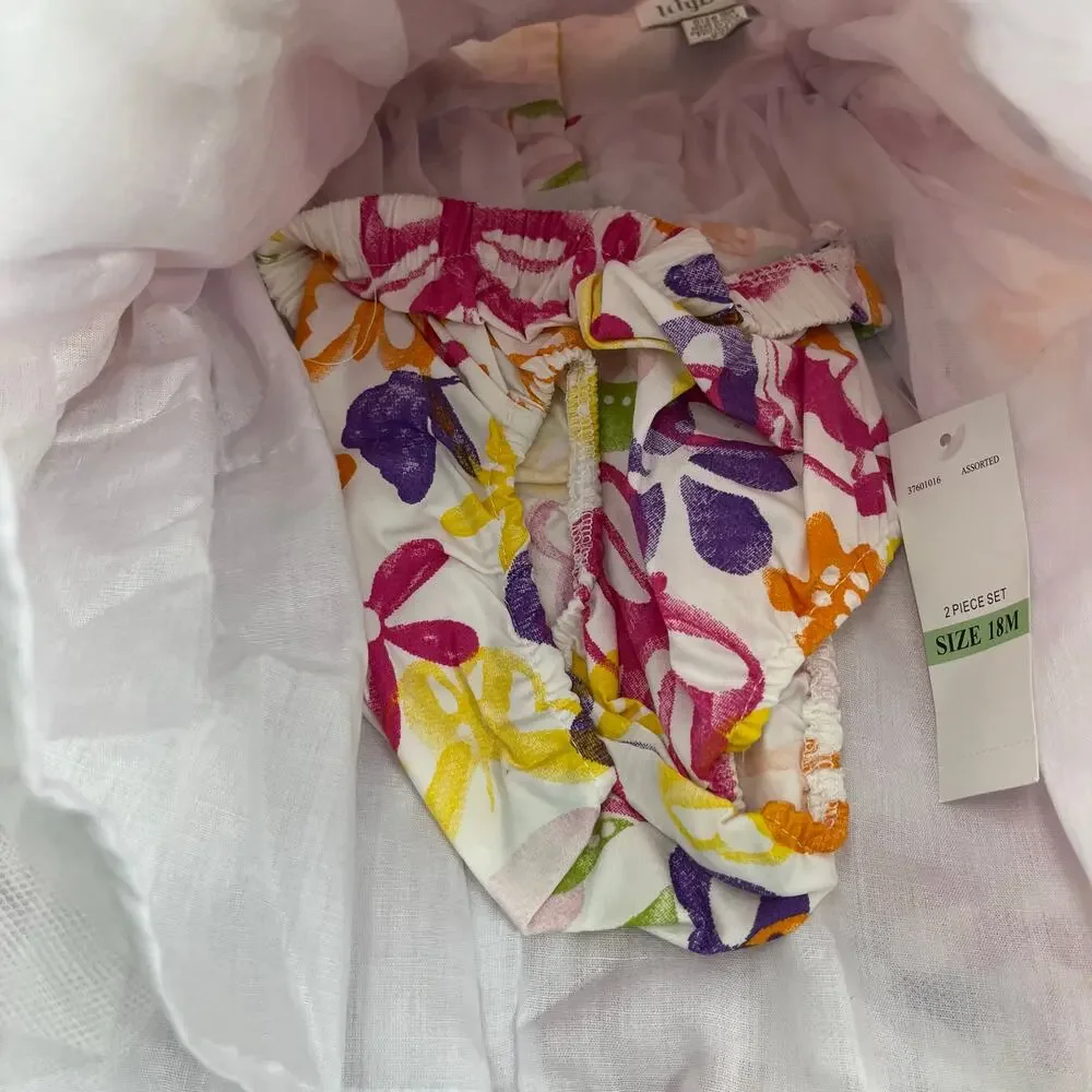 Lilybird Floral Butterfly Lined Sleeveless Bow Button 2-Piece Dress Bottom Set